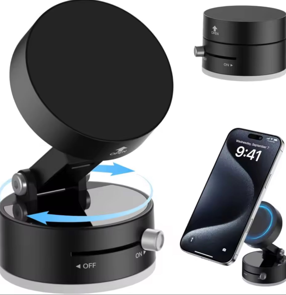 Soporte para teléfono con succión magnética mejorado 360 ° Soporte para teléfono móvil manos libres con ventosa ajustable para coche/gimnasio